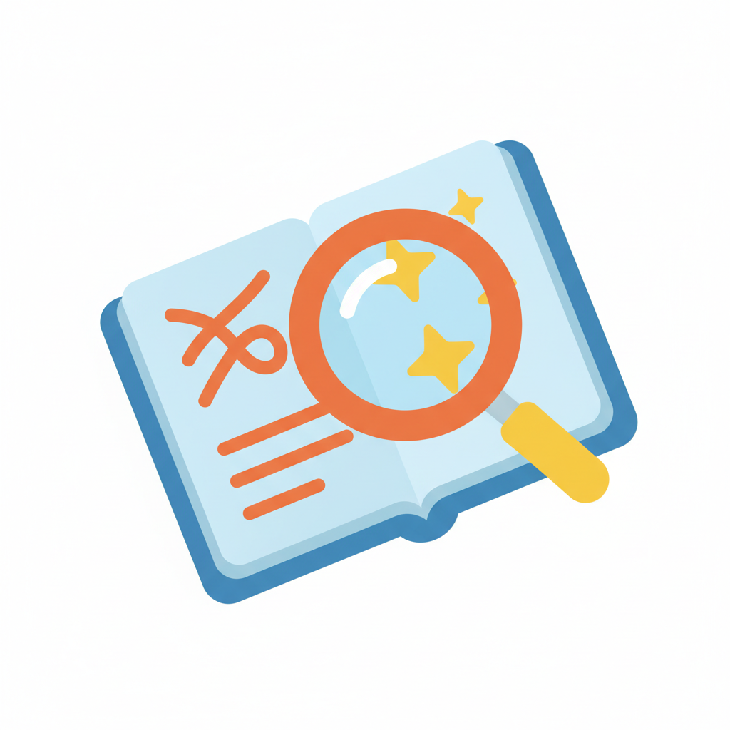 Remove the text, just focus on the logo, you can use a notebook and the magnifying glass, in a fun way